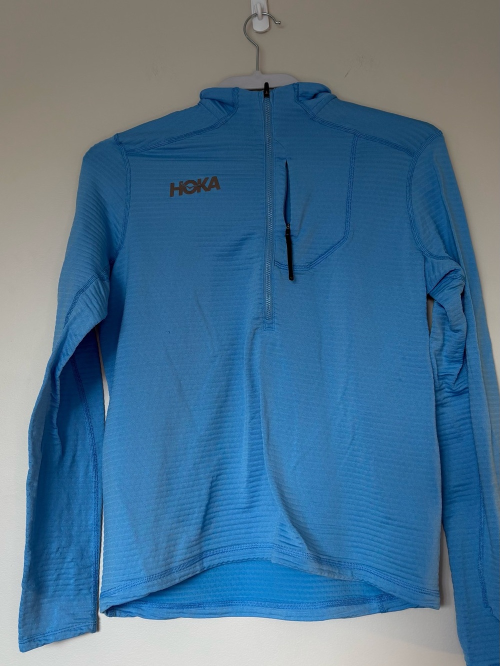 Hoka Sky Blue Half-Zip Performance Pullover zip up sweater running
